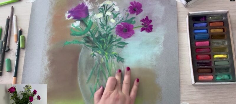 Cours d'arts en ligne Tharwet Kamoun Progresser avec une vision d'ensemble pour dessiner un bouquet de fleurs